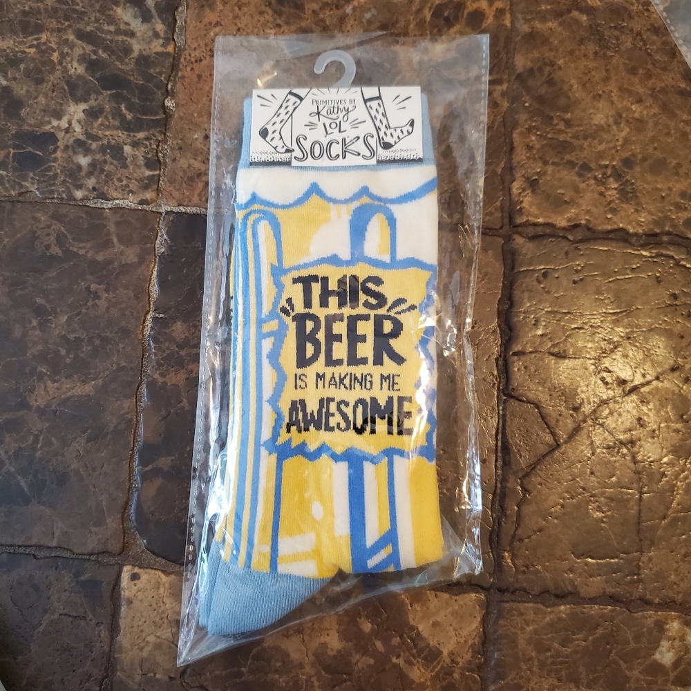 Primitives by Kathy This Beer Is Making Me Awesome Novelty Socks OSFM NWT